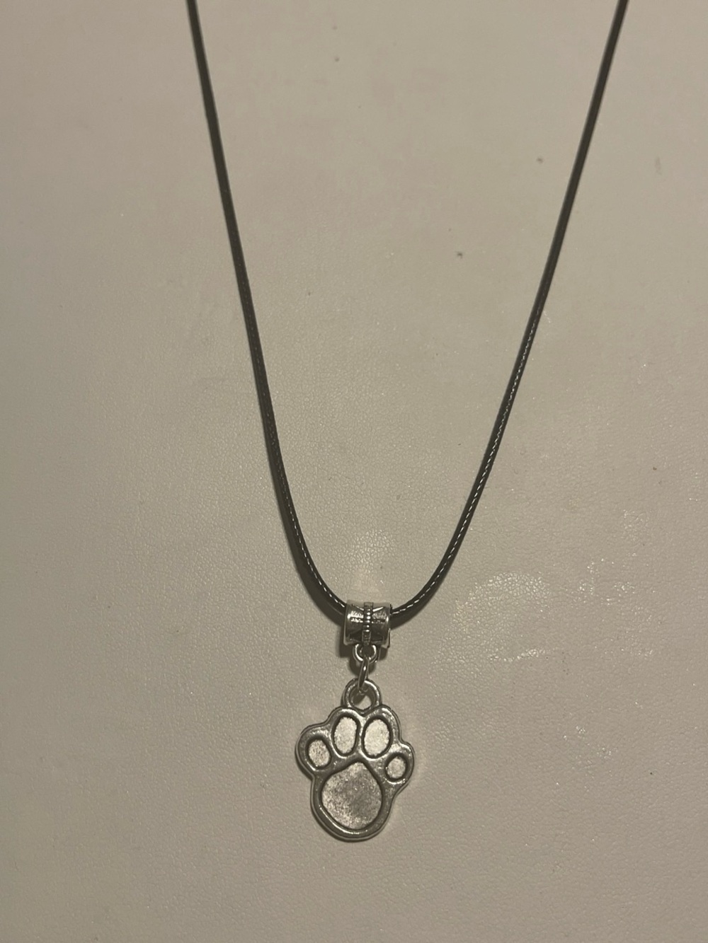 Silver Paw Print Pendant Necklace - Silver